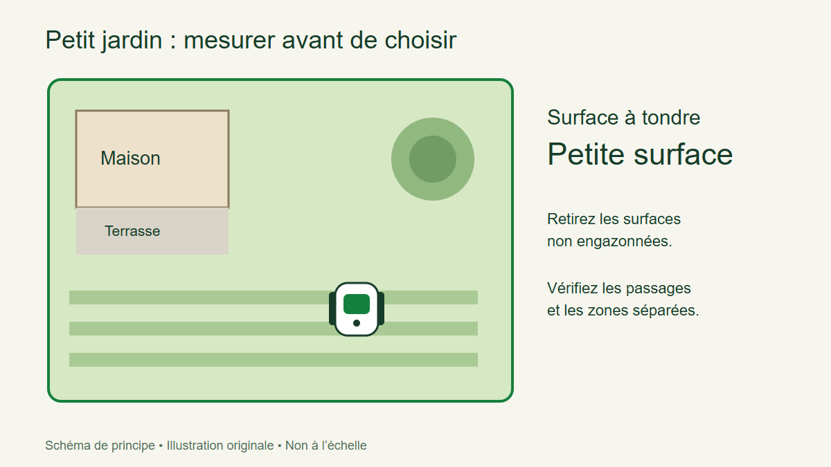 Petit jardin : mesurer avant de choisir — schéma de principe, non à l’échelle